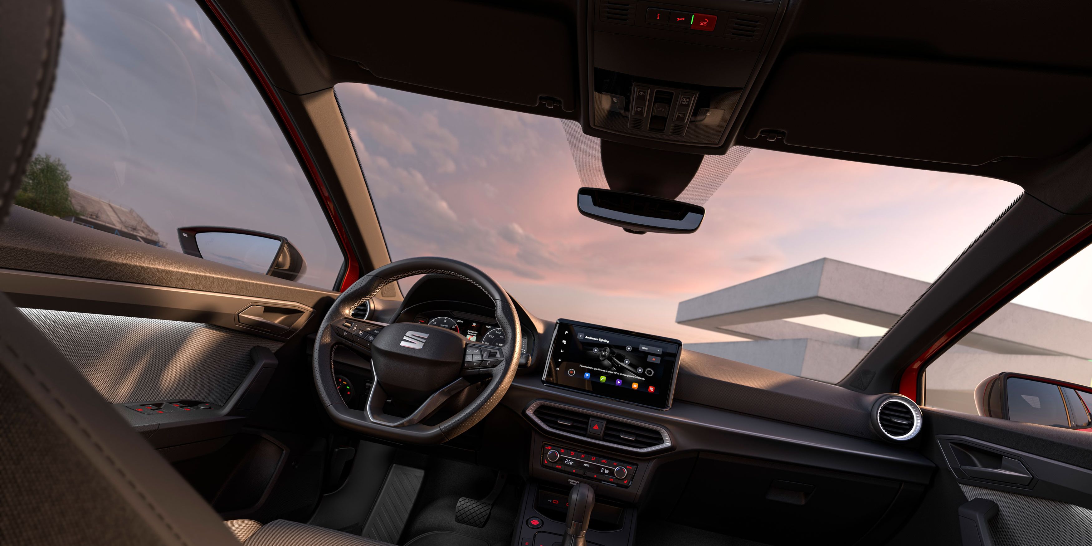 Pohled do interiéru modelu SEAT Ibiza s jeho detaily, jako je čalounění. 