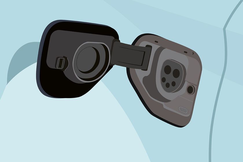 Illustrierte Ladebuchse eines Elektrofahrzeugs